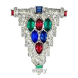 KTF Trifari Dress Clip Jewels of India Alfred Philippe Rhinestone 1930s-GiftBox