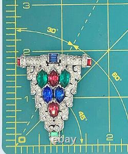 KTF Trifari Dress Clip Jewels of India Alfred Philippe Rhinestone 1930s-GiftBox