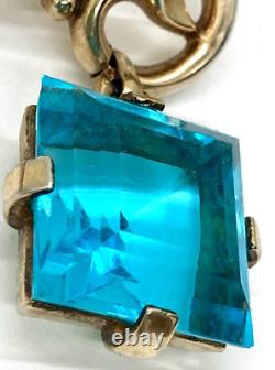 LARGE VINTAGE SIGNED Crown Trifari Aqua Crystal Dangle Alfred Philippe Brooch