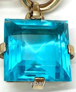 LARGE VINTAGE SIGNED Crown Trifari Aqua Crystal Dangle Alfred Philippe Brooch
