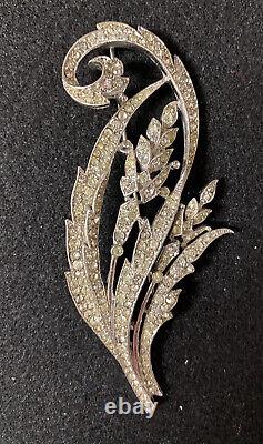 Large 1940s Alfred Philippe Crown Trifari Rhinestone Brooch