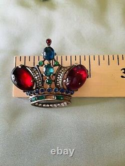 Large Trifari Crown Brooch Pin Vintage Sterling Silver Alfred Philippe 1940s