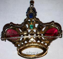 Large Vintage 1940s Sterling Silver Trifari Alfred Philippe Regal Crown Brooch