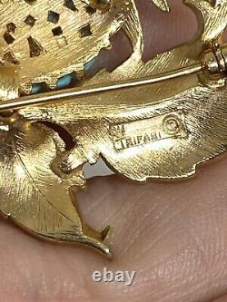 Leaf and Berry Crown Trifari Alfred Philippe Bouquet Turquoise Brooch h