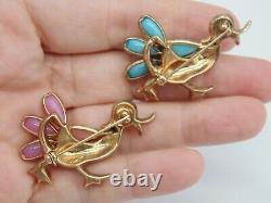 Lot of 2 VTG Trifari ALFRED PHILIPPE Gripoix Glass PETALETTES DUCK Brooch Pins