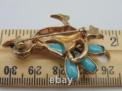 Lot of 2 VTG Trifari ALFRED PHILIPPE Gripoix Glass PETALETTES DUCK Brooch Pins