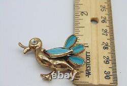 Lot of 2 VTG Trifari ALFRED PHILIPPE Gripoix Glass PETALETTES DUCK Brooch Pins