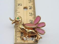 Lot of 2 VTG Trifari ALFRED PHILIPPE Gripoix Glass PETALETTES DUCK Brooch Pins