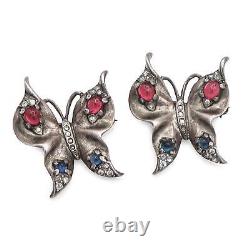 Lot of 2 Vintage Trifari Sterling Silver Alfred Philippe Butterfly Brooch Pin