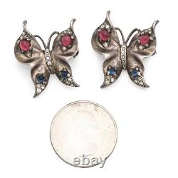 Lot of 2 Vintage Trifari Sterling Silver Alfred Philippe Butterfly Brooch Pin