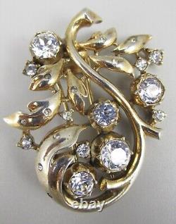 Lovely Alfred Philippe For Trifari 1940's Gold Tone Rhinestone Brooch Pin Clip