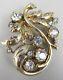 Lovely Alfred Philippe For Trifari 1940's Gold Tone Rhinestone Brooch Pin Clip