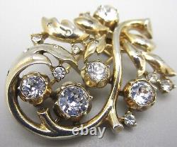 Lovely Alfred Philippe For Trifari 1940's Gold Tone Rhinestone Brooch Pin Clip
