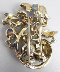 Lovely Alfred Philippe For Trifari 1940's Gold Tone Rhinestone Brooch Pin Clip