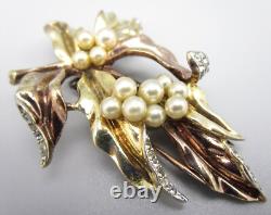 Lovely Alfred Philippe For Trifari Sterling Gold Tone Faux Pearl Brooch Pin Clip