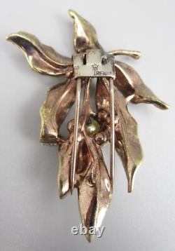 Lovely Alfred Philippe For Trifari Sterling Gold Tone Faux Pearl Brooch Pin Clip
