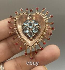 Lovely Trifari Alfred Philippe Sterling Silver Rhinestone Heart Dress Clip Pin