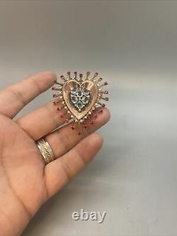 Lovely Trifari Alfred Philippe Sterling Silver Rhinestone Heart Dress Clip Pin