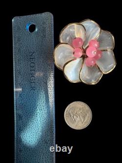 Luxe Poured Opaline Pink Art Glass Petals Trifari Alfred Philippe Vintage Brooch
