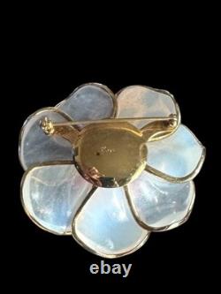 Luxe Poured Opaline Pink Art Glass Petals Trifari Alfred Philippe Vintage Brooch