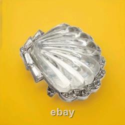 MINT Vintage 1949 Crown Trifari Moonshell Lucite Jelly Belly Shell Brooch