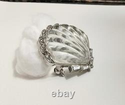 MINT Vintage 1949 Crown Trifari Moonshell Lucite Jelly Belly Shell Brooch