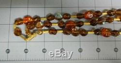 Mark Crown Trifari Alfred Philippe Art Glass Fruit Salad 3 Strand Necklace NICE