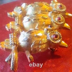 Mint Trio Of Owls VTG 1964 Book Piece Signed Crown Trifari Alfred Philippe Era