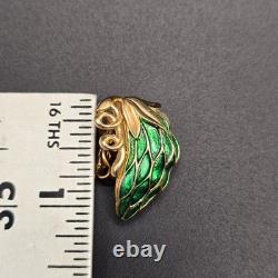 NOS VTG Crown Trifari Peas in a Pod Green Enamel Pearl Earrings Advertised Vogue