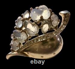 Philippe TRIFARI Floraleaf Moonstone Fruit Salad Heart Leaf Fur Clip Pin Brooch