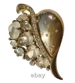 Philippe TRIFARI Floraleaf Moonstone Fruit Salad Heart Leaf Fur Clip Pin Brooch
