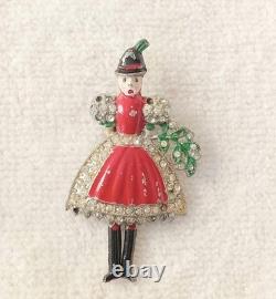 RARE 1939 Crown Trifari Alfred Philippe Helen ANTIQUE Swiss Girl Fur Pin