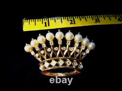 RARE 1940's Alfred Philippe Trifari Iconic 2 Crown Pin/Broach/COMPLETE/NICE