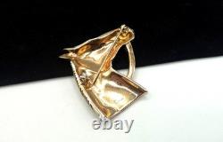 RARE 1940s CROWN TRIFARI A. PHILIPPE CABOCHON & RHINESTONE HORSE HEAD BROOCH