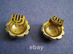 RARE 1942 Trifari MING ELEPHANT Alfred Philippe EARRINGS Pearl Belly Rhinestones