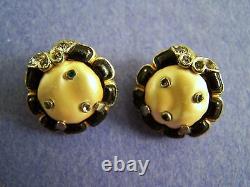 RARE 1942 Trifari MING ELEPHANT Alfred Philippe EARRINGS Pearl Belly Rhinestones