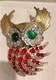 RARE 1960'S TRIFARI Alfred Philippe'FIREBIRDS' Rhinestones Owl Brooch Pin