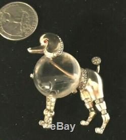 RARE Alfred Philippe Crown Trifari Big Poodle Jelly Belly Sterling Brooch
