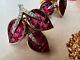 RARE Alfred Philippe TRIFARI INVISIBLE Art Glass Ruby Leaf Earrings Book Piece