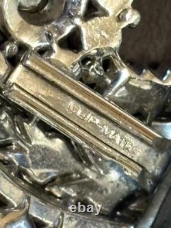 RARE Alfred Philippe Trifari Art Deco Pink Rhinestone Dress Clip-Mates READ