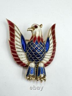 RARE Alfred Philippe Trifari Crown Patriotic American Eagle Bird Brooch 1940s