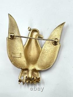 RARE Alfred Philippe Trifari Crown Patriotic American Eagle Bird Brooch 1940s