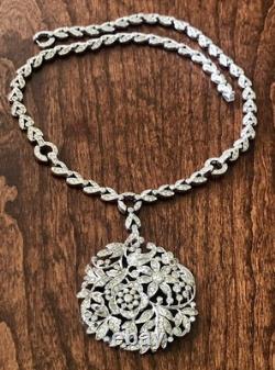 RARE CROWN TRIFARI ALFRED PHILIPPE RHODIUM PLATED PENDANT NECKLACE Pat. 107131
