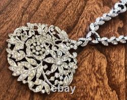 RARE CROWN TRIFARI ALFRED PHILIPPE RHODIUM PLATED PENDANT NECKLACE Pat. 107131