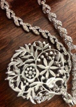 RARE CROWN TRIFARI ALFRED PHILIPPE RHODIUM PLATED PENDANT NECKLACE Pat. 107131