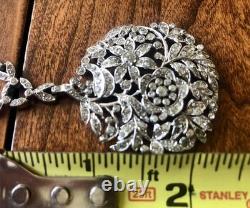 RARE CROWN TRIFARI ALFRED PHILIPPE RHODIUM PLATED PENDANT NECKLACE Pat. 107131