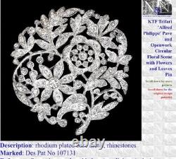 RARE CROWN TRIFARI ALFRED PHILIPPE RHODIUM PLATED PENDANT NECKLACE Pat. 107131