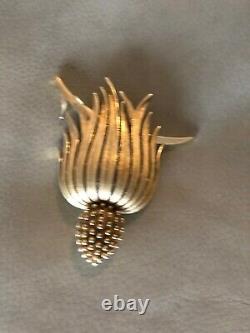 RARE CROWN TRIFARI Alfred Philippe Pine Cone Brooch Circa 1963