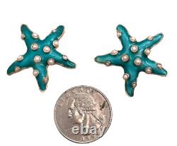 RARE Crown Trifari Alfred Philippe Enameled & Pearl Figural Starfish Pins