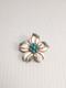 RARE Crown Trifari Alfred Philippe Flower Faux Blue Turquoise White Enamel Pin